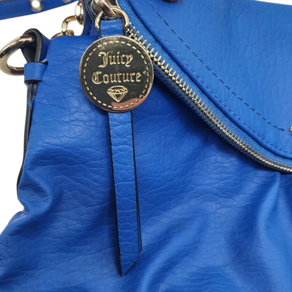 Juicy Couture Purse Crossbody Bag Faux Pebbled Leather Peacock Blue W/ Bag Charm - Picture 6 of 10